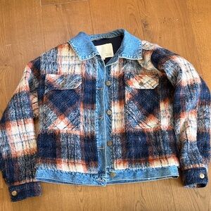 Pilcro Denim and Plaid Barn Jacket XS